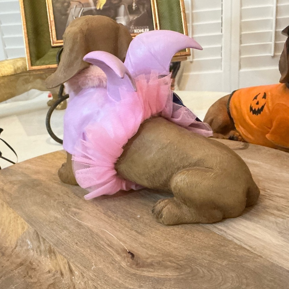 Adorable Dachshund Bat figure costume Pink Tutu & Wings, ballet or angel?🤔😀 - Picture 4 of 12